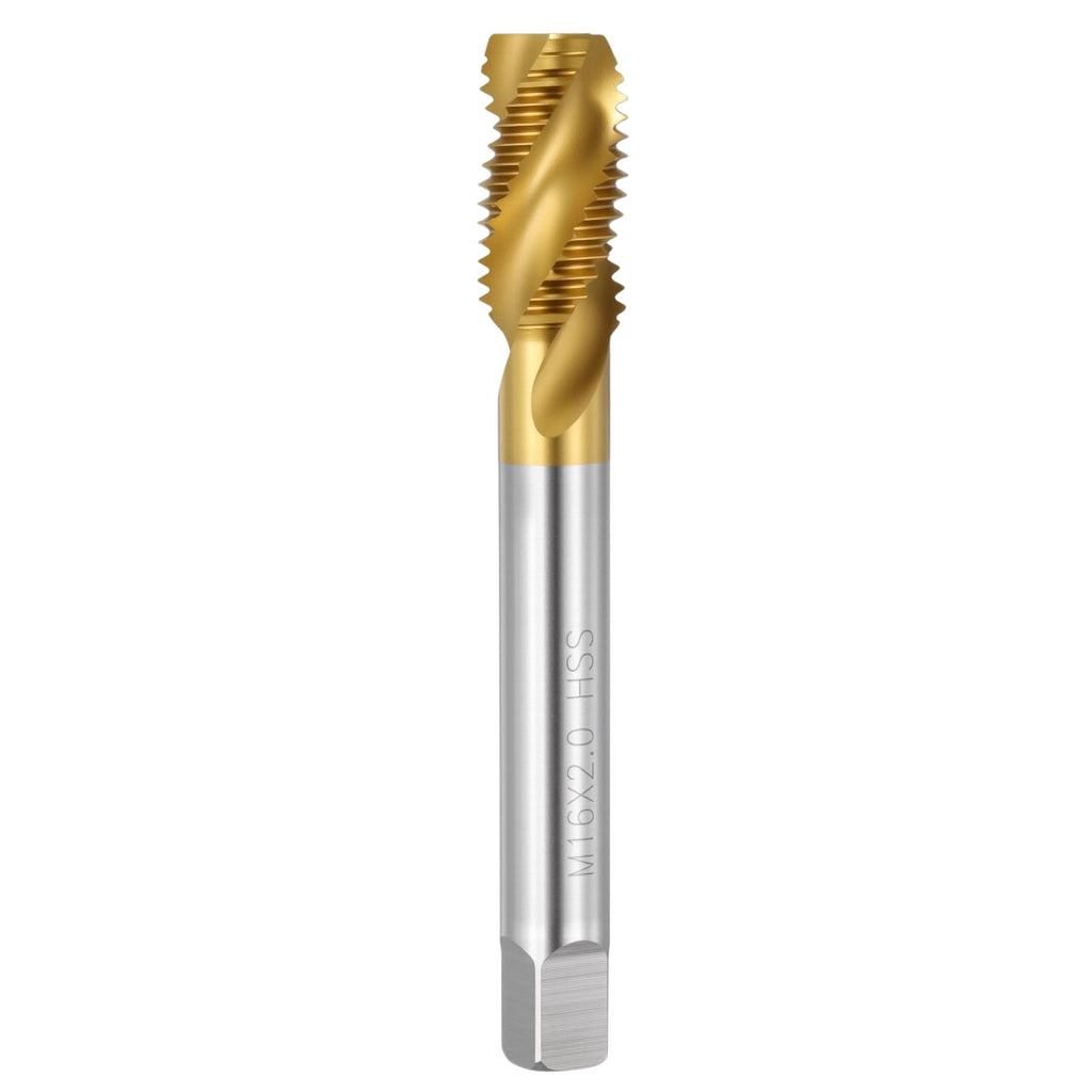 Workkyma M16 x 2.0 Spiral Flute Thread Tap M2 High Speed Steel Titanium