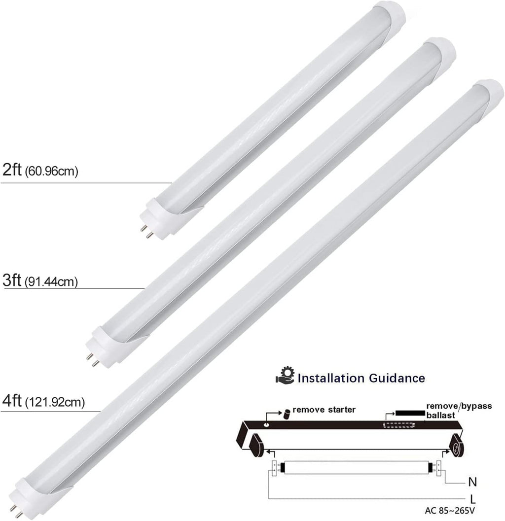 LightingWill LED T8 Light Tube 4FT, Warm White 3000K-3500K, Dual-End Powered Ballast Bypass, 2000Lumen 18W (40W Equivalent Fluorescent Replacement), Frosted Cover, AC85-265V Lighting Fixture, 1Pack