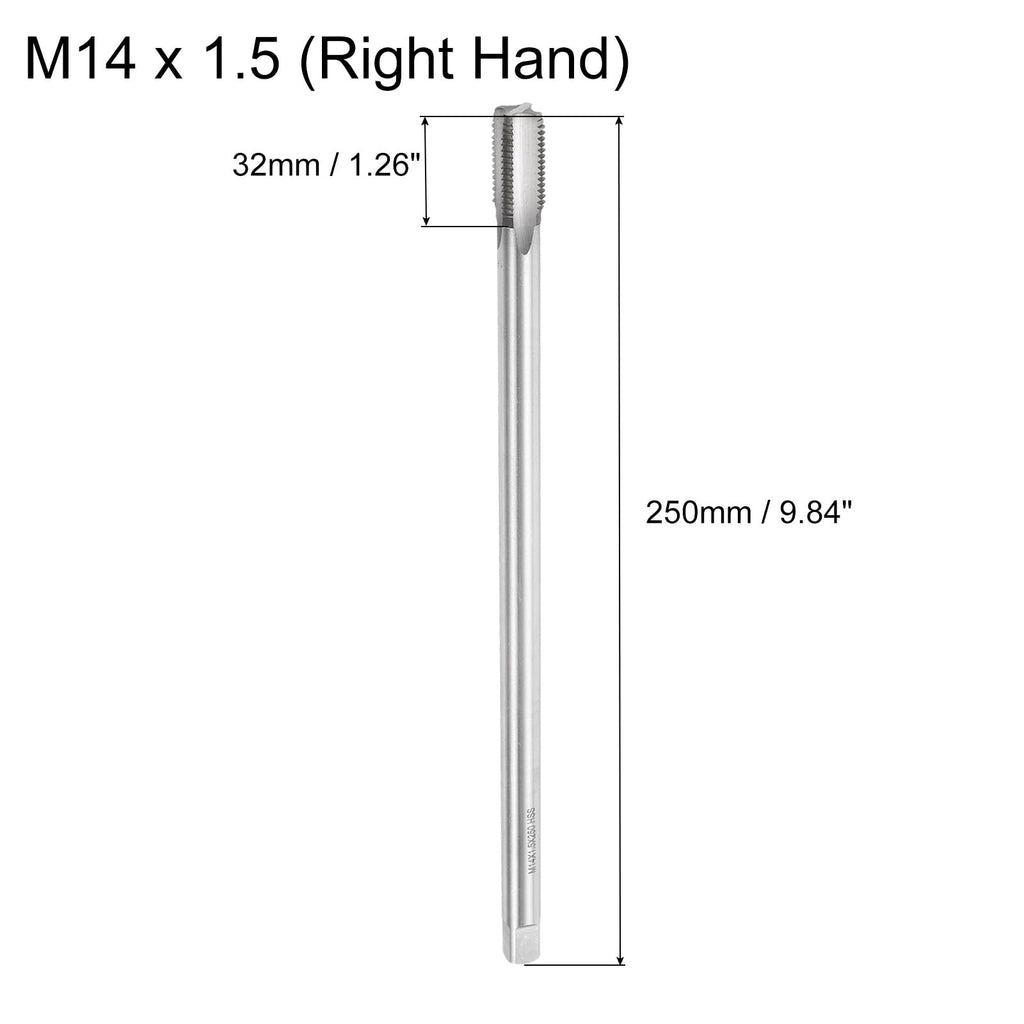 uxcell Metric Thread Tap M14 x 1.5 H2 250mm Extra Long Straight Flute Screw Thread Milling Machine Taps Threading Tapping Repair Tool