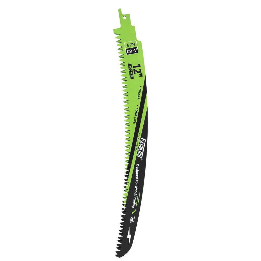 FACHLICH Japanese Teeth Reciprocating Saw Blade 12Inch - Saber Saw Blades Wood Pruning, 1pc Curved Edge 6TPI for Tree Trimming, Wood/PVC Pipe Cutting, Cr-V Sabre Blades