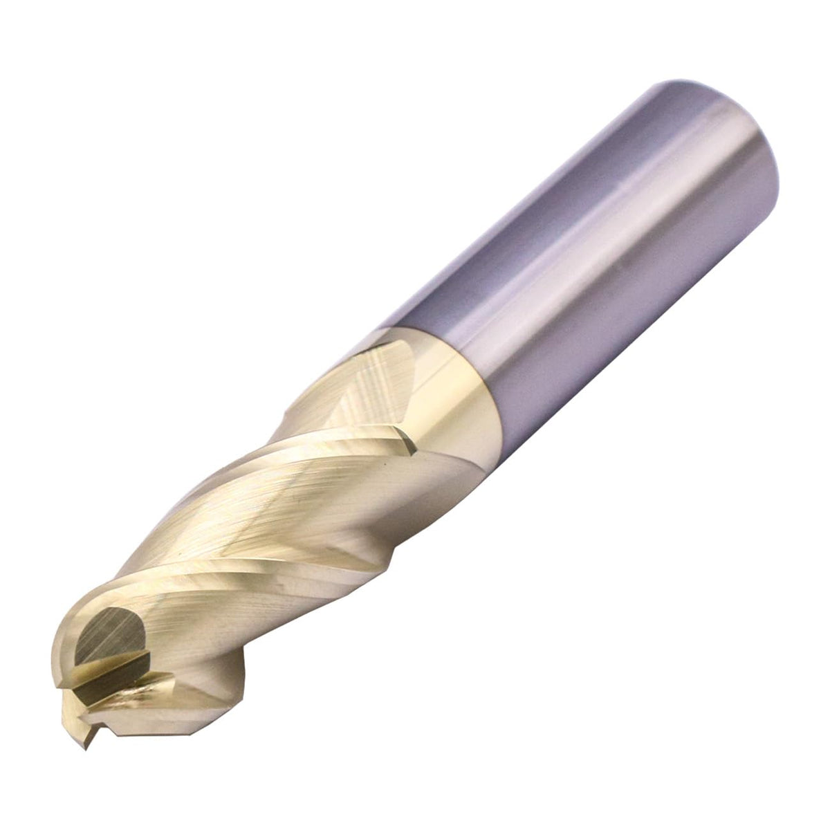 1/2" 3 Flute Solid Carbide Ball Nose End Mill for Aluminum, ZrN Coated