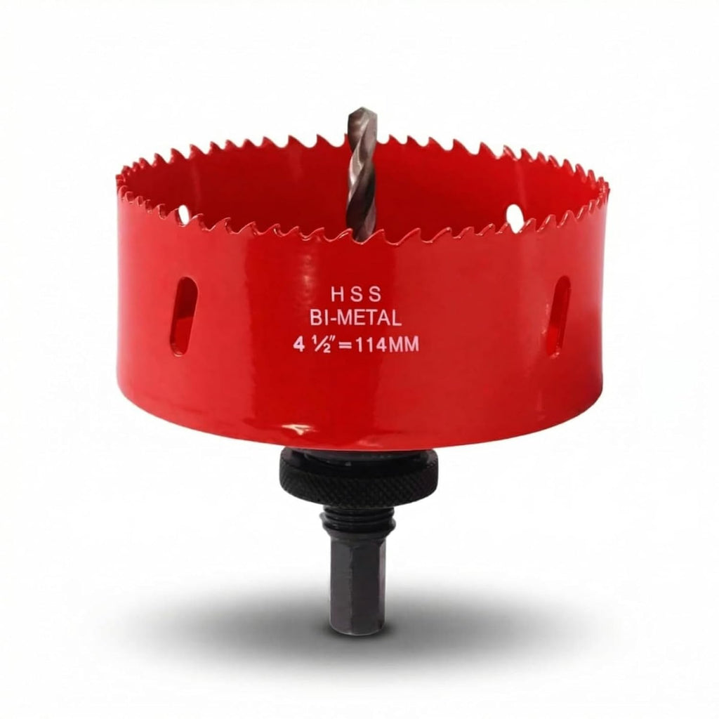 4-1/2 Inch (114mm) Bi-Metal Hole Saw with Arbor, Heavy Duty 4.5 Hole Cutter for Metal, Wood & Plastic, Smooth Cutting Edge & Fast Chip Removal