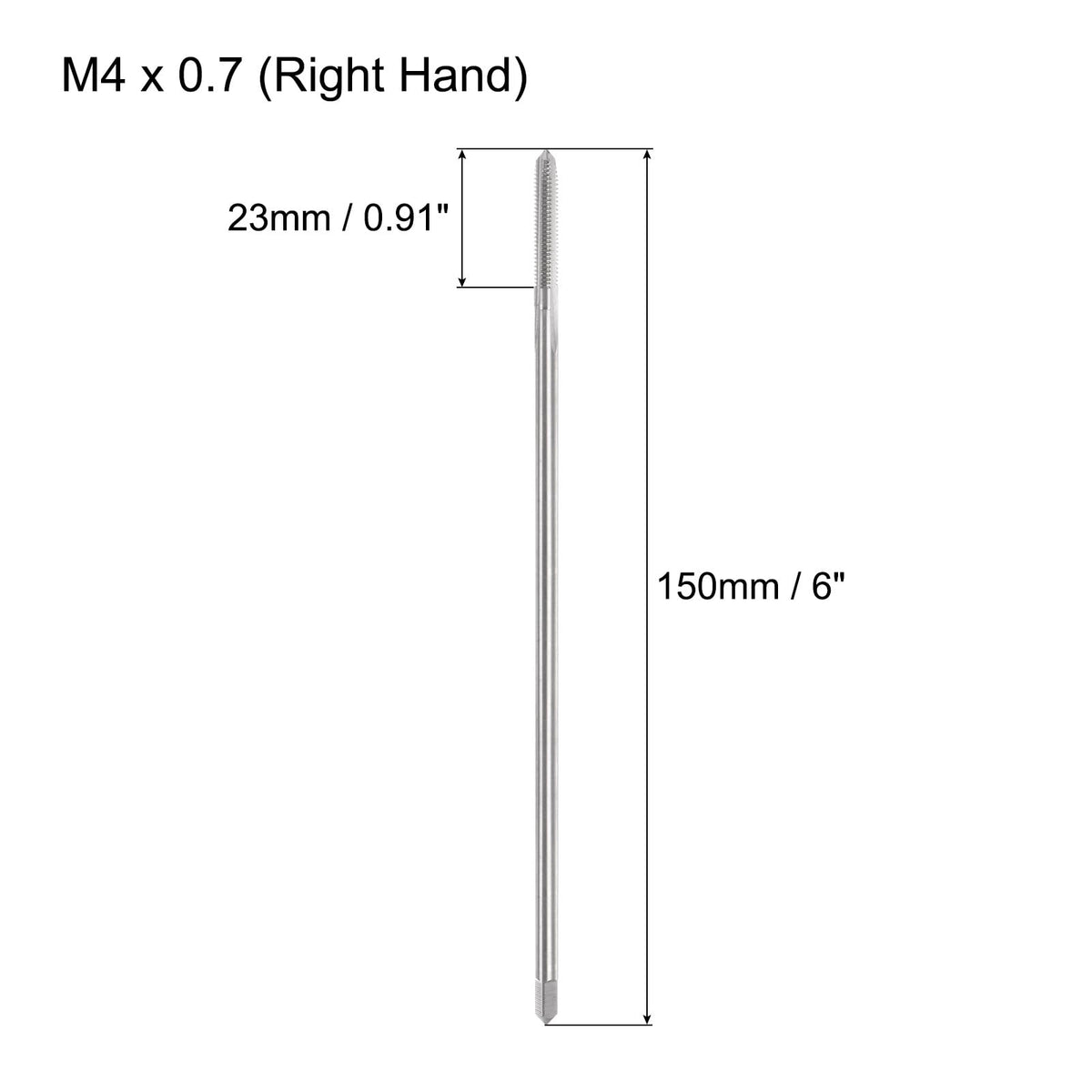 uxcell Metric Thread Tap M4 x 0.7 H2 150mm Extra Long Straight Flute Screw Thread Milling Machine Taps Threading Tapping Repair Tool