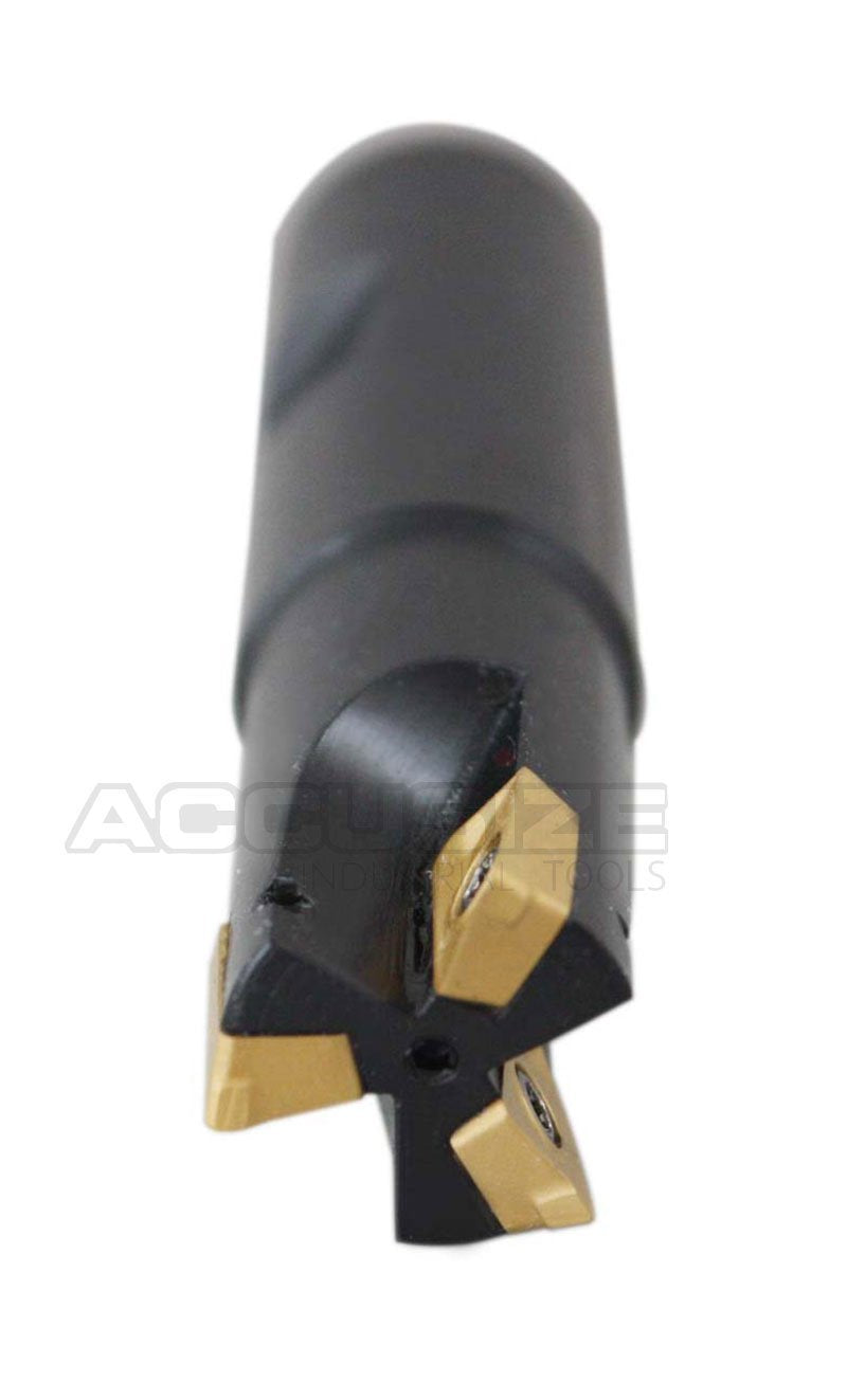 Accusize Industrial Tools 3/4'' 90 Deg Square Shoulder Indexable End Mill, 3-1/2'' Overall Length, APKT11T3 Carbide Inserts, 3 Flute, 0056-0917