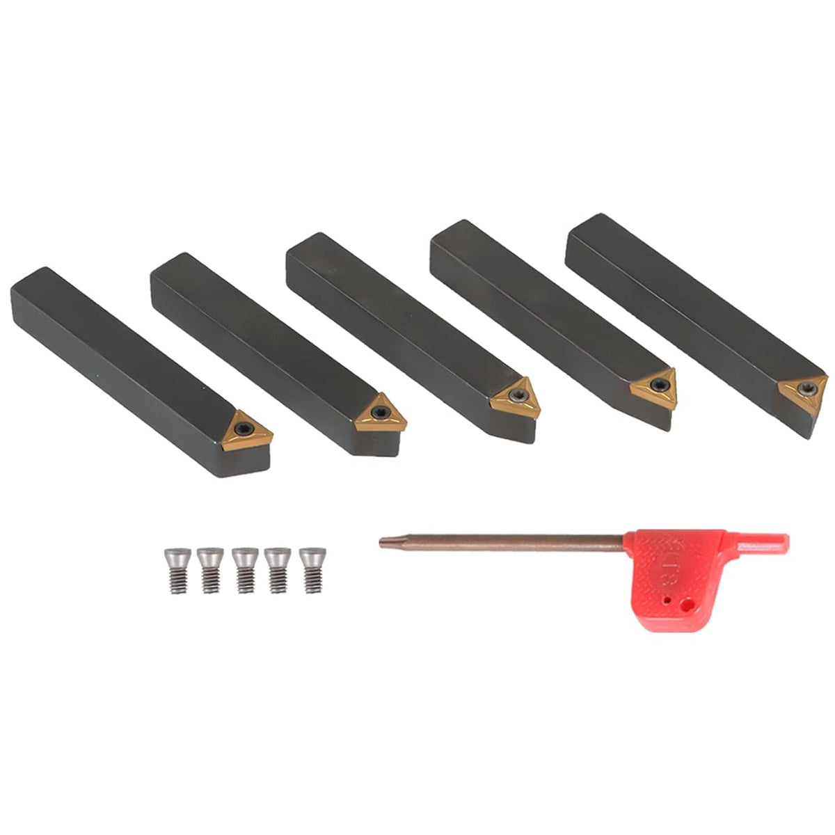Kimllier 5Pcs 3/8" Indexable Carbide Lathe Turning Tool Holder