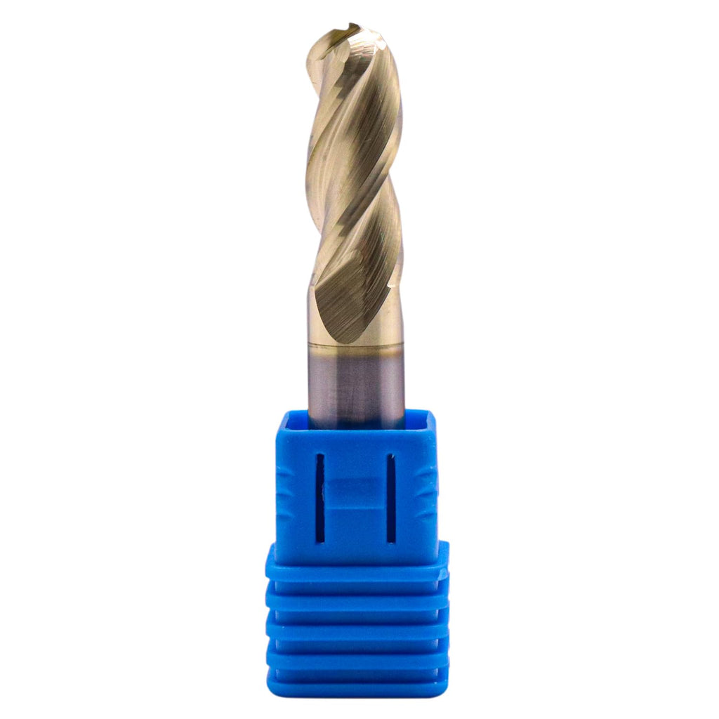 3/8" 3 Flute Solid Carbide Ball Nose End Mill for Aluminum, ZrN Coated