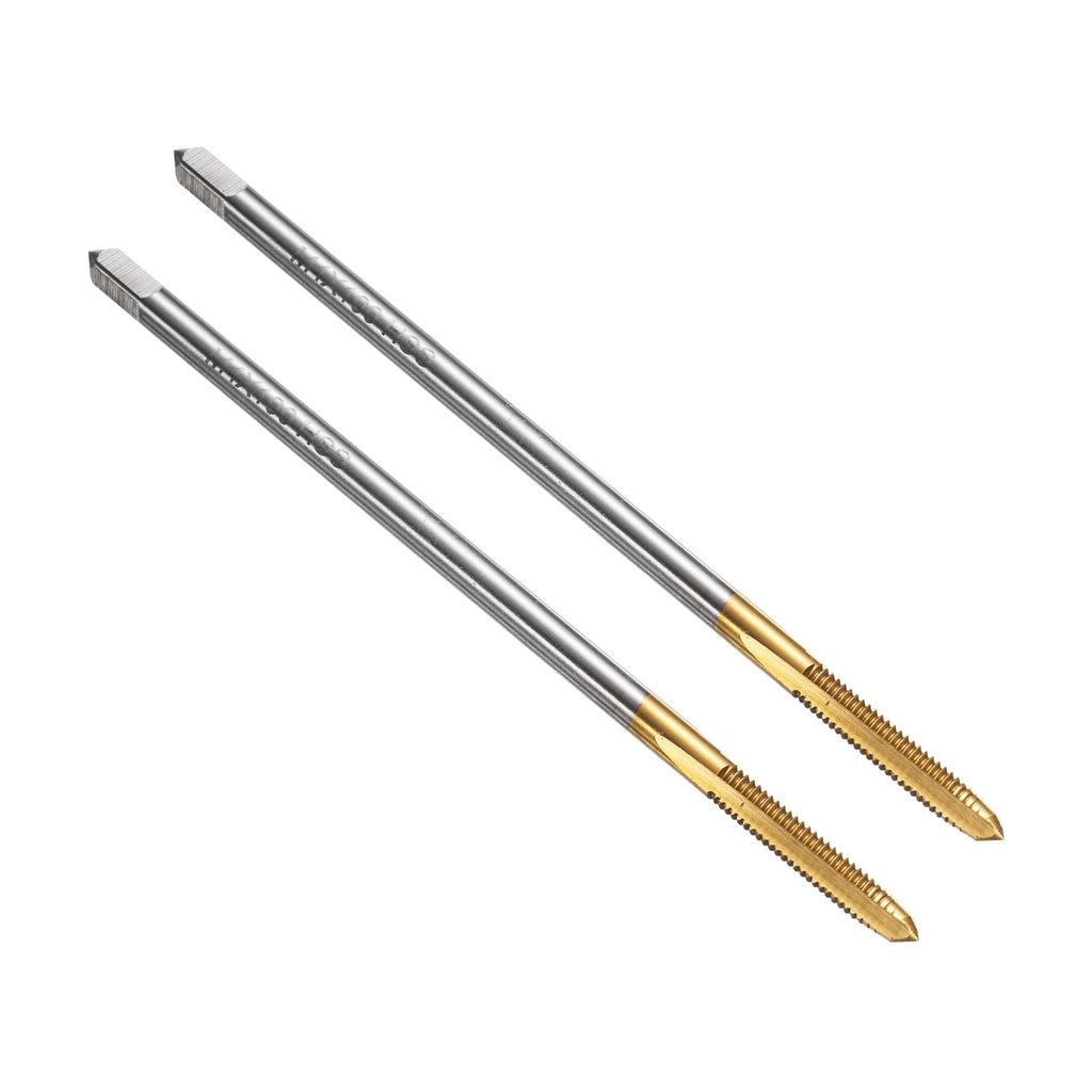 uxcell 2pcs Straight Flute Thread Taps Metric M4 x 0.7 H2 100mm Extra Long Machine Threading Tap Bit Screw Tapping Repair Tool, Titanium Coated M35 Cobalt High-Speed Steel