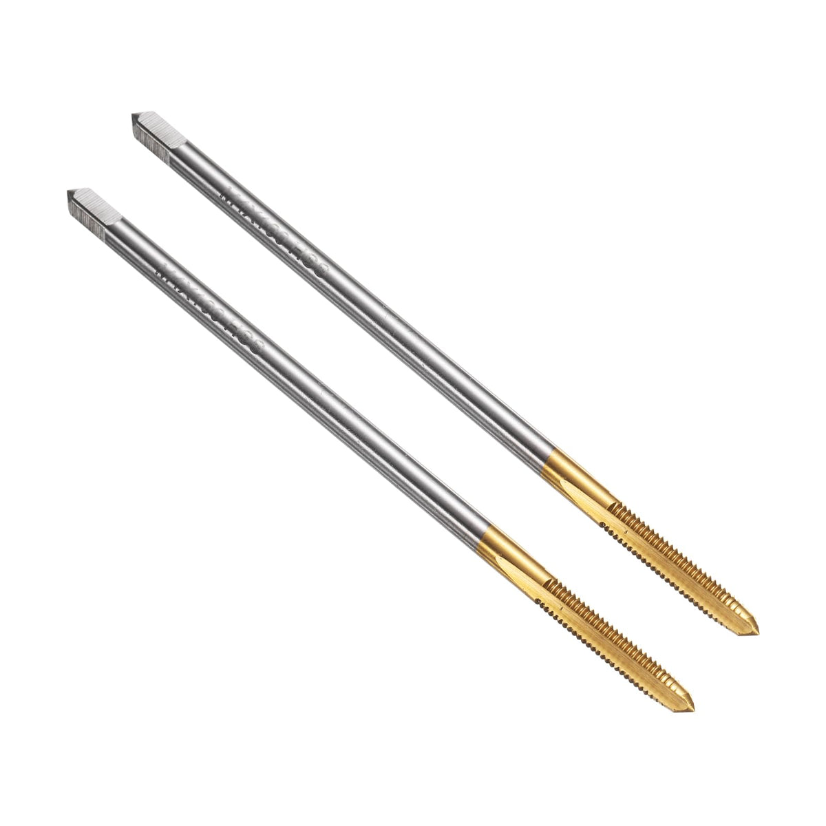 uxcell 2pcs Straight Flute Thread Taps Metric M4 x 0.7 H2 100mm Extra Long Machine Threading Tap Bit Screw Tapping Repair Tool, Titanium Coated M35 Cobalt High-Speed Steel