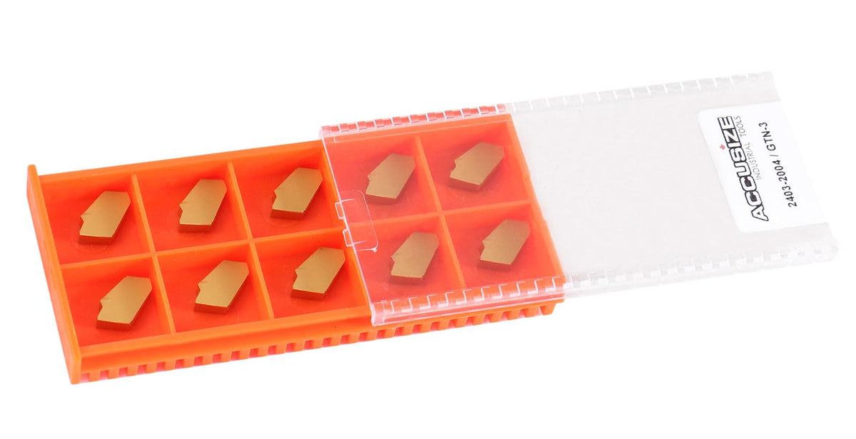 Accusize Industrial Tools GTN-3 Tin Coated Carbide Grooving Parting Inserts, 10 Pcs/Box, 6103-2003x10