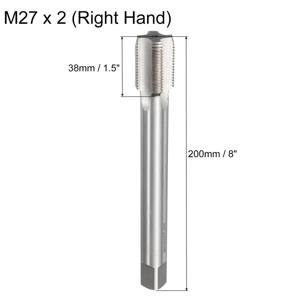 uxcell Metric Thread Tap M27 x 2 H2 200mm Extra Long Straight Flute