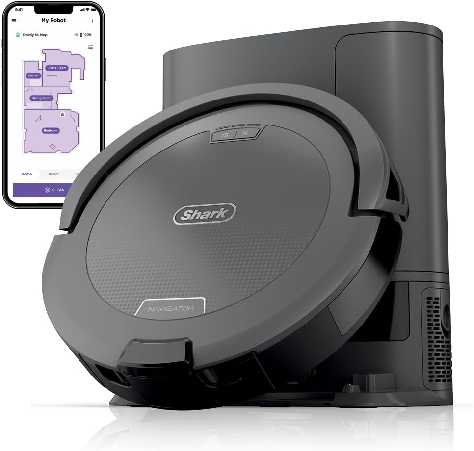 Navigator Robot Vacuum + Self-Empty Base, Grey, RV2120AE | SmartPath Navigation, Self-Empty Base 60-Day Bagless, up