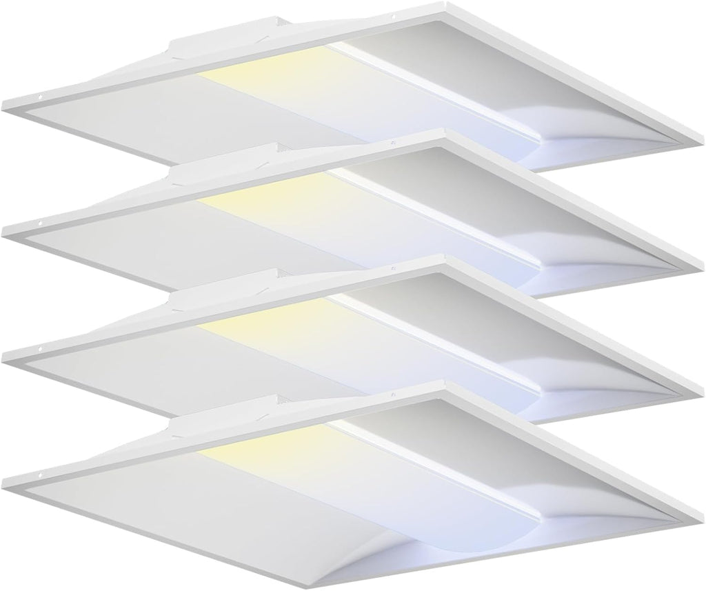 2x2 LED Troffer Light, 5 Wattages, 5CCT, 0-10V Dimmable, 4 Pack