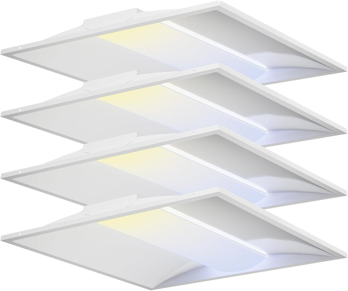 2x2 LED Troffer Light, 5 Wattages, 5CCT, 0-10V Dimmable, 4 Pack