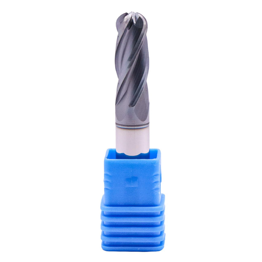 4 Flute Solid Carbide Ball Nose End Mill Cutter(1Pc, 3/8"), AlTiN Coated