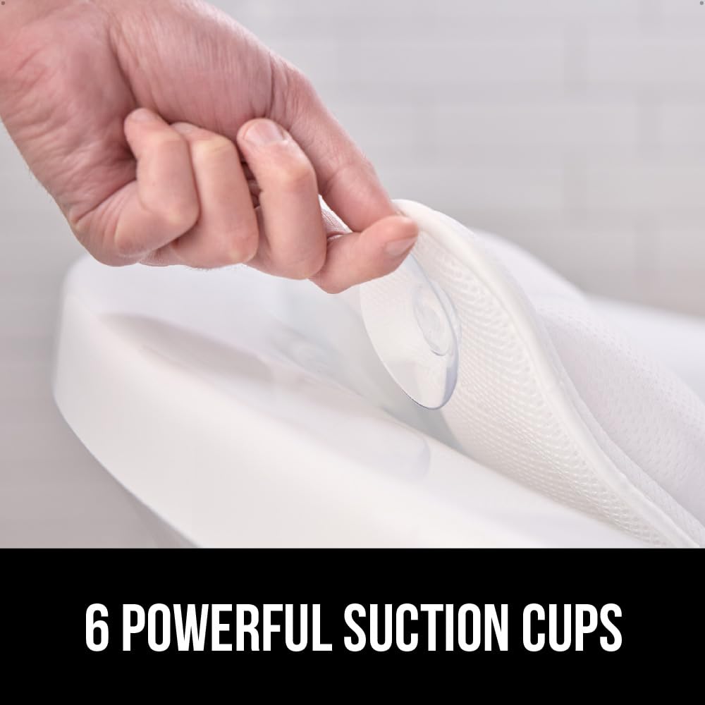 Bath Pillow for Tub, 6 Strong Suction Cups, 4D Mesh, White