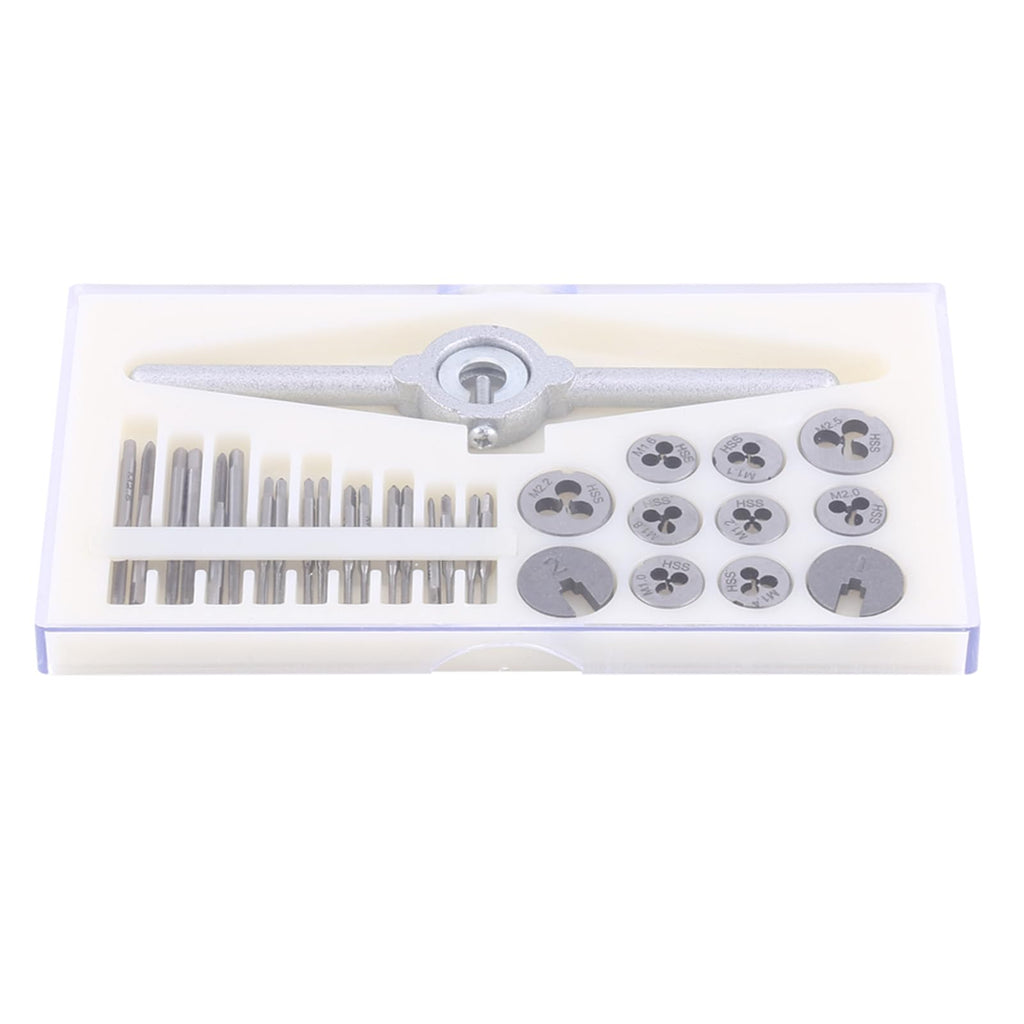 Cunyuer 30 Pcs Set Tap and Die Set Metric, Tap Dies Set Hand Tools Kit with Adjustable Wrench M1 M1.1 M1.2 M1.4 M1.6, M1.8 M2.0 M2.2 M2.5