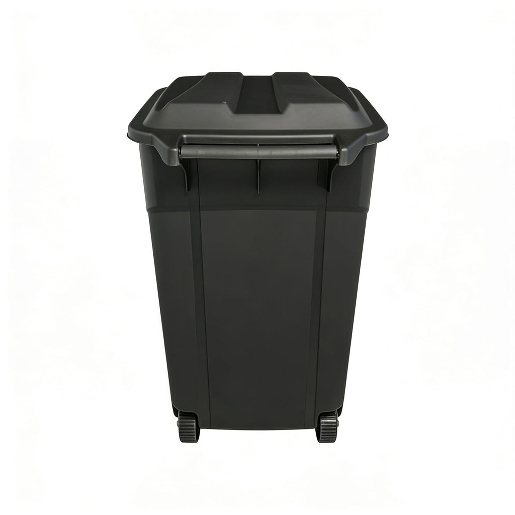 45 Gallon Wheeled Trash Can with Lid, Heavy Duty Outdoor Garbage Bin