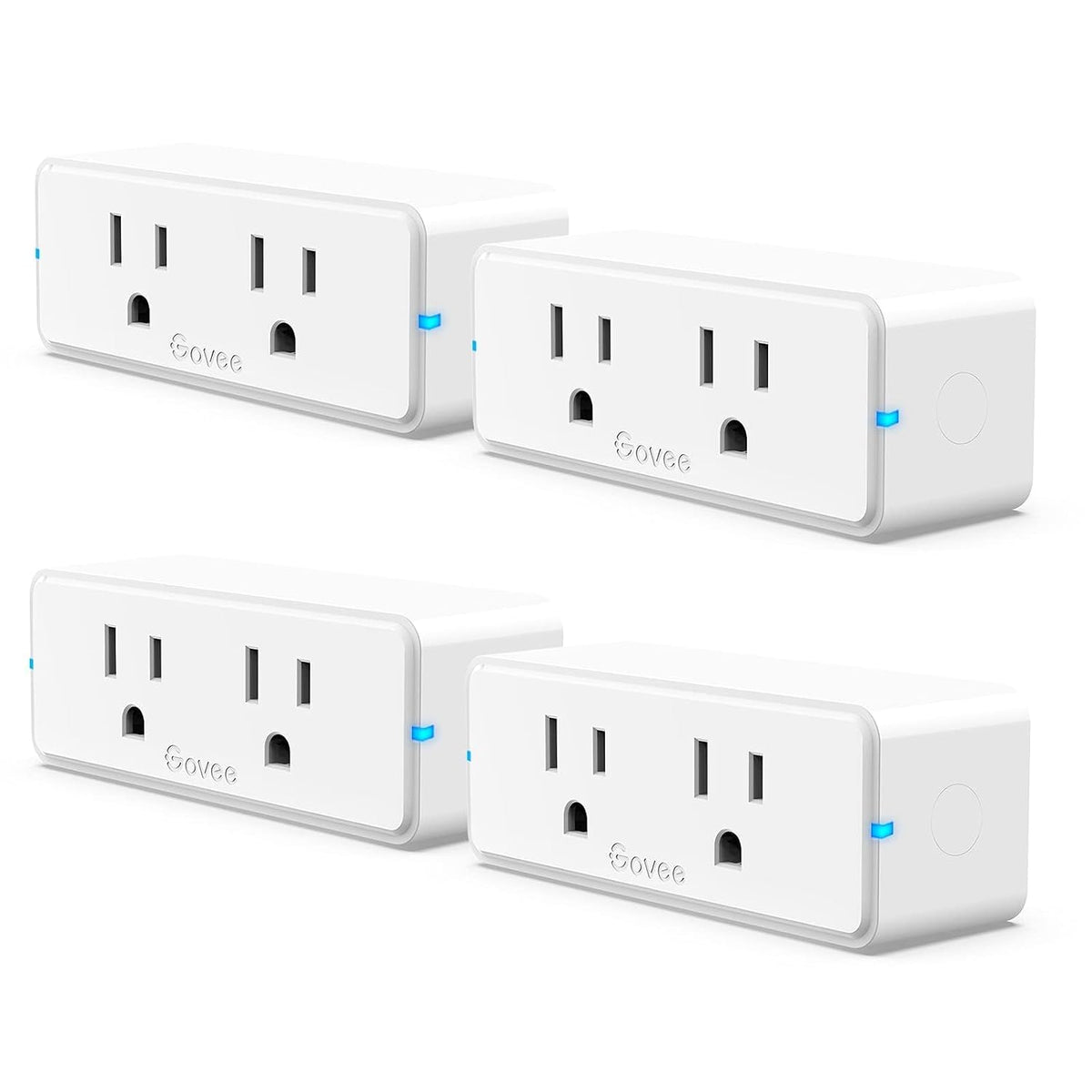 Dual Smart Plug 4 Pack, 15A WiFi Bluetooth Outlet, 2-in-1 Design | Works with Alexa and Google Assistant, Remote