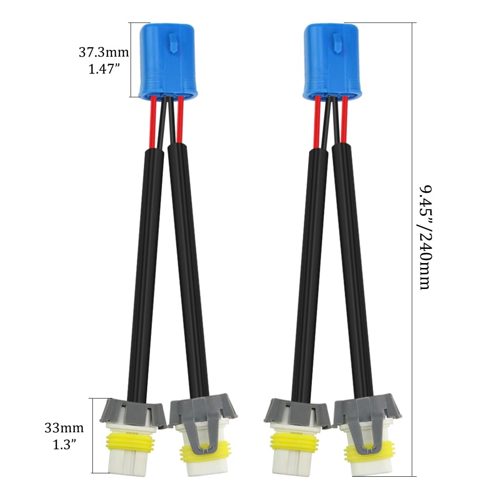 XINGYHENG 2Pcs 9007 Male to 9005 9006 Female Socket Adapter Connector One-to-Two Splitter Extension Wiring Harness for Headlight Fog Light Retrofit