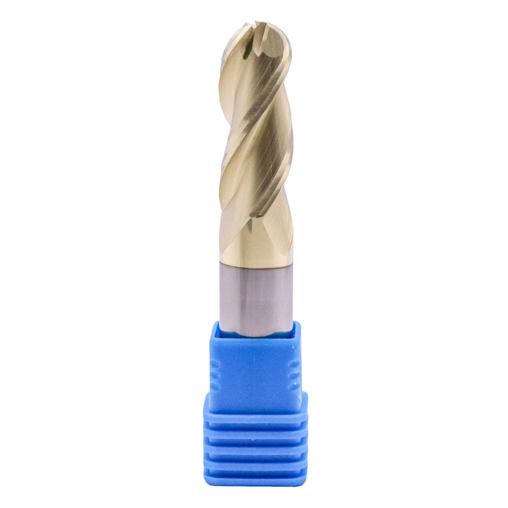 1/2" 3 Flute Solid Carbide Ball Nose End Mill for Aluminum, ZrN Coated