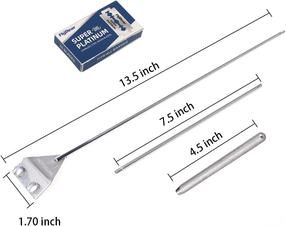 Aquarium Scraper, 25.6" Stainless Steel Scraper Cleaning Razor with 10 Blades for Glass Aquarium Fish Tank