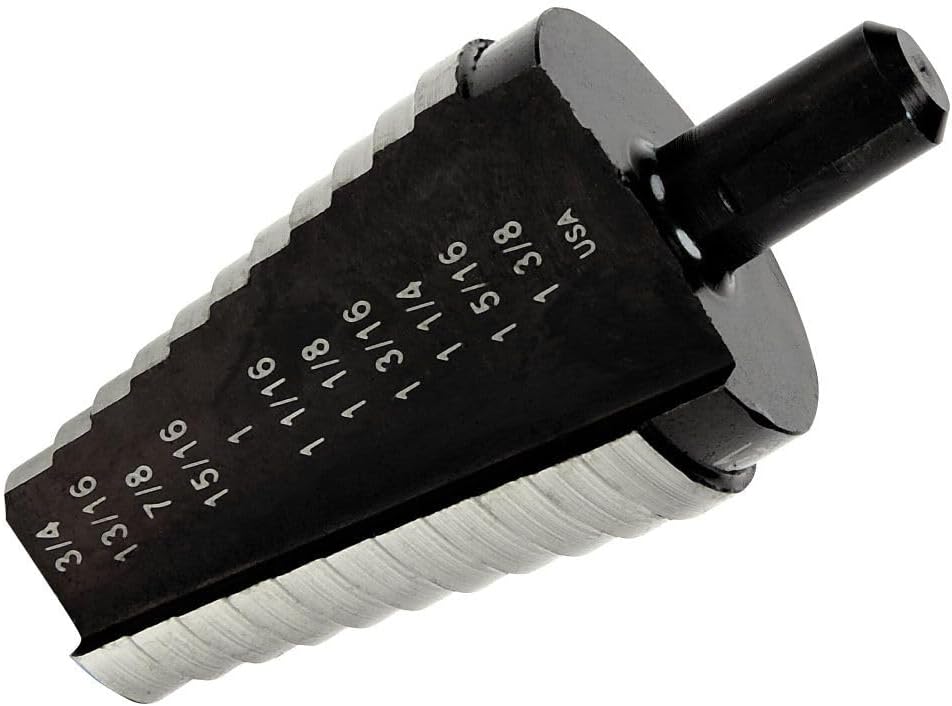 Irwin Tools IRWIN Unibit #21 13/16-Inch to 1-3/8-Inch Step-Drill Bit, 1/2-Inch Shank (10221), Black