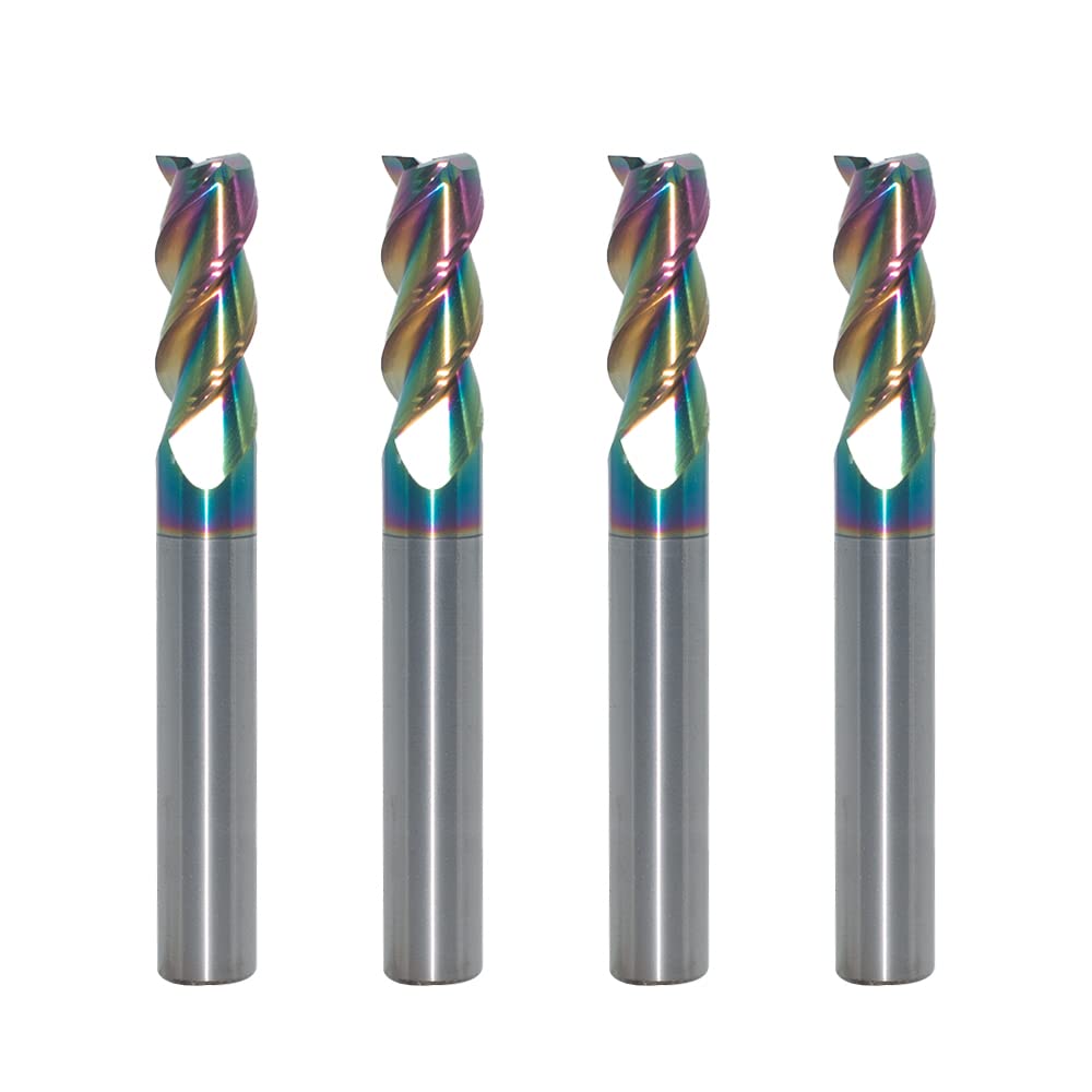JIANXING 5/16" Carbide Square End Mill, 3 Flute, DLC Coating, 4 Pcs