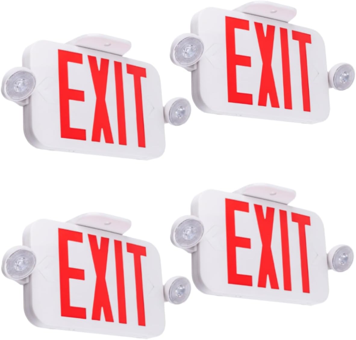 LIT-PaTH Exit Sign with Emergency Light, Battery Backup, 4 Pack