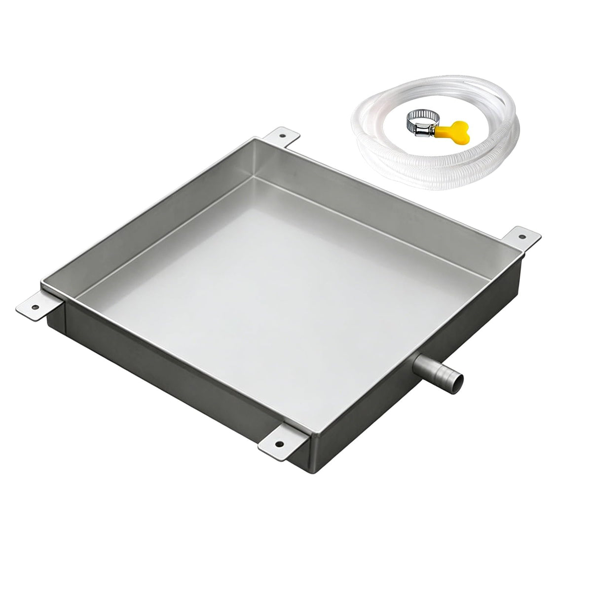 304 Stainless Steel HVAC Drain pan Universal AC Condensate Drip Tray with Drain Hose Heavy Duty Leak Prevention Water Collector for Laundry Room Garage Indoor and Outdoor Units(39x12x1.2in)