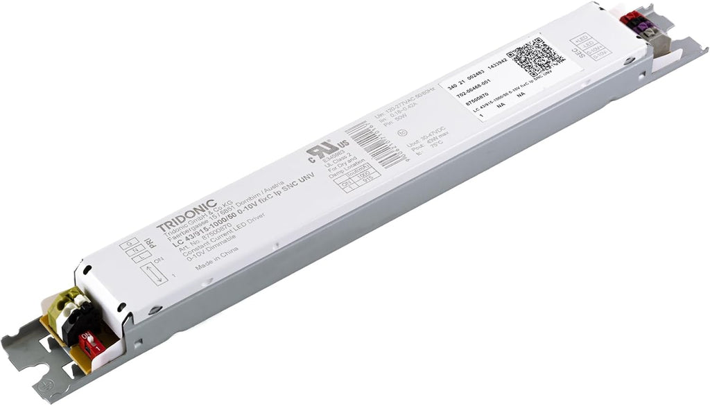 Pack of 2 - Tridonic Linear Essence Series 43 Watts Constant Current LED Driver, 0-10V Dimmable LC 43/915–1000/50 0-10V fixC lp SNC UNV (87500870)