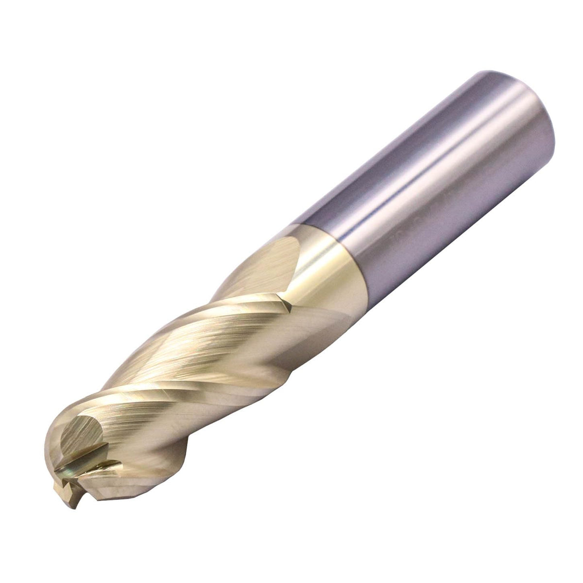1/2" 3 Flute Ball Nose Solid Carbide End Mill for Aluminum - ZrN Coated