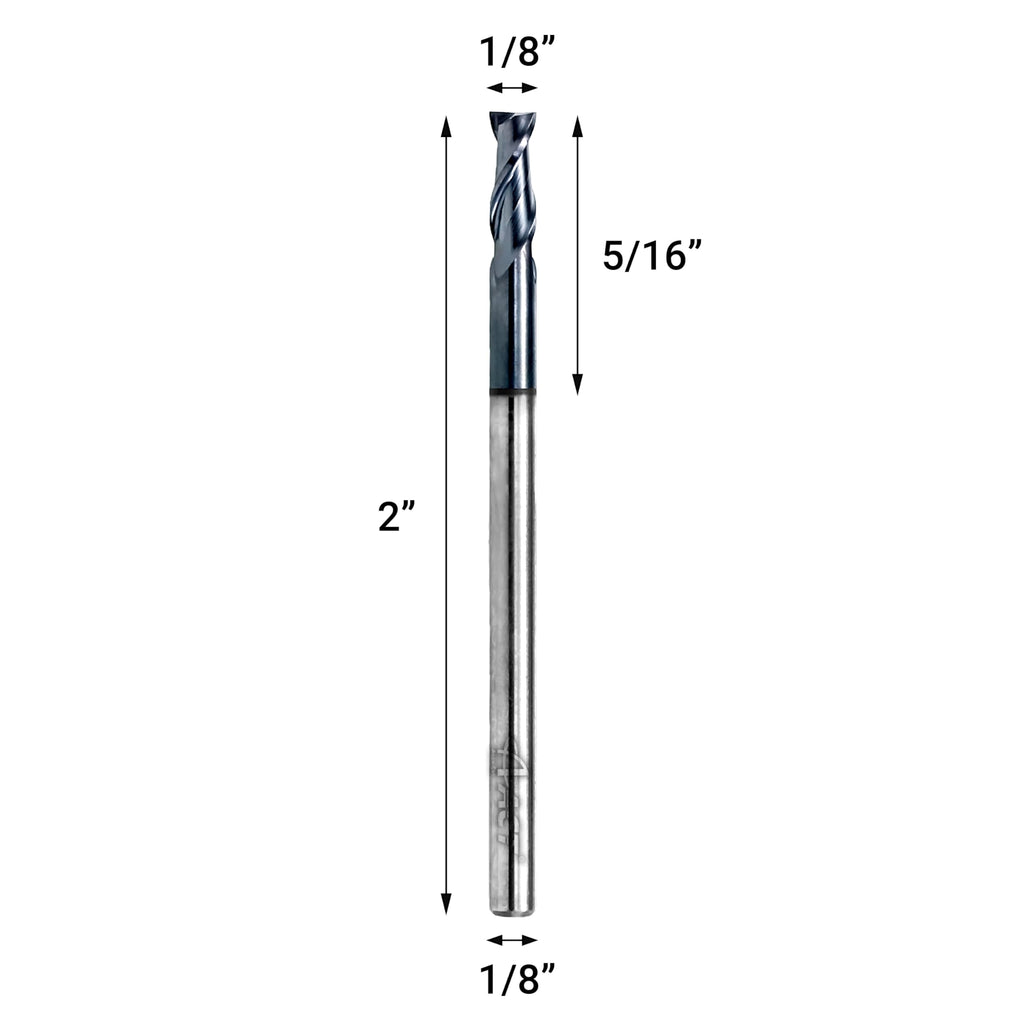 ACCUCUT I2KES 2 Flute 1/8” Carbide Square End Mill - Milling Bit Set for Aluminum, Steel, Copper, Plastic & Alloys - 35 Degree Helix, AlTiN Coating CNC Router Bit (5 pcs)