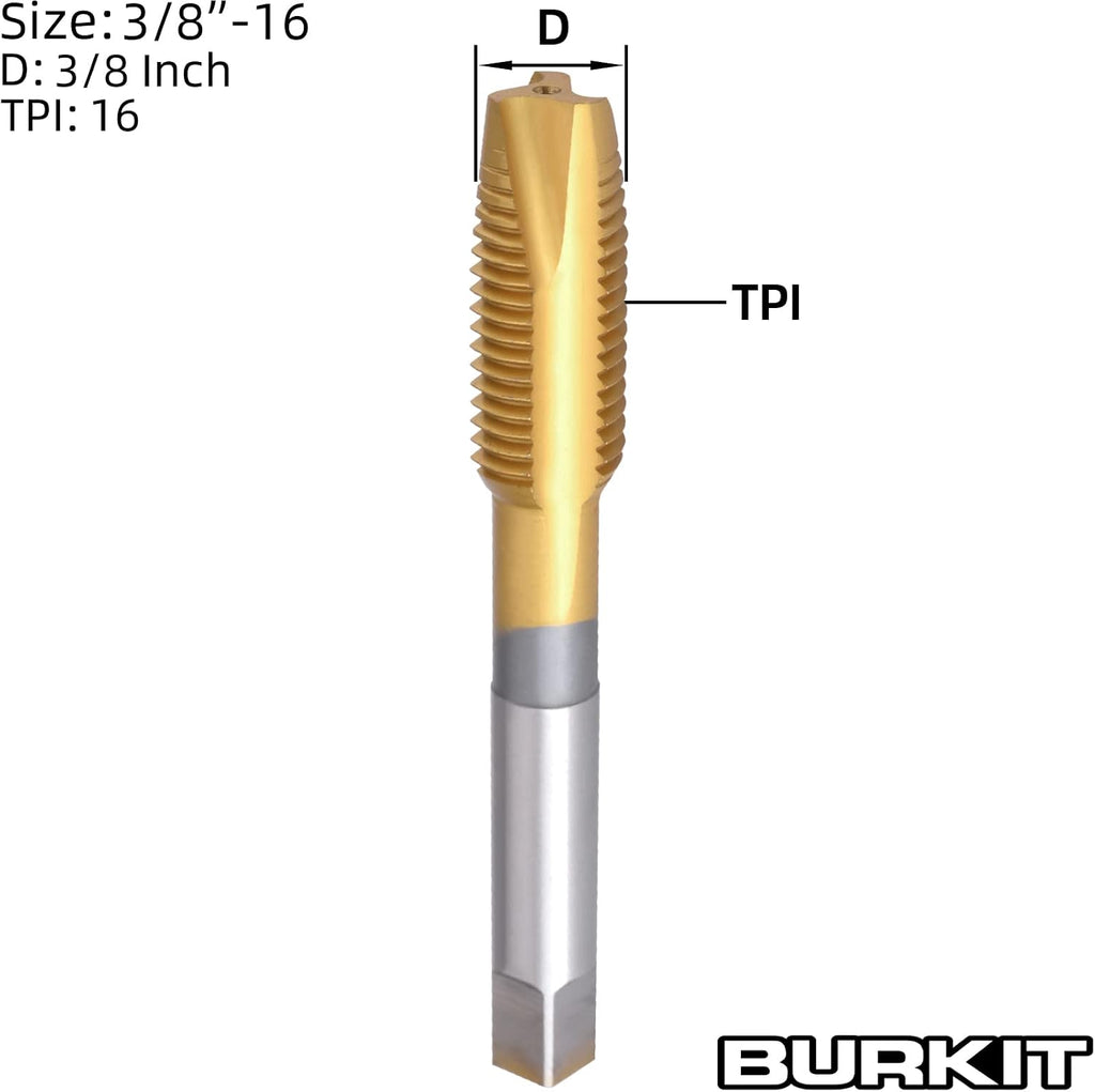 Burkit 3/8"-16 UNC Titanium Coating Spiral Point Tap