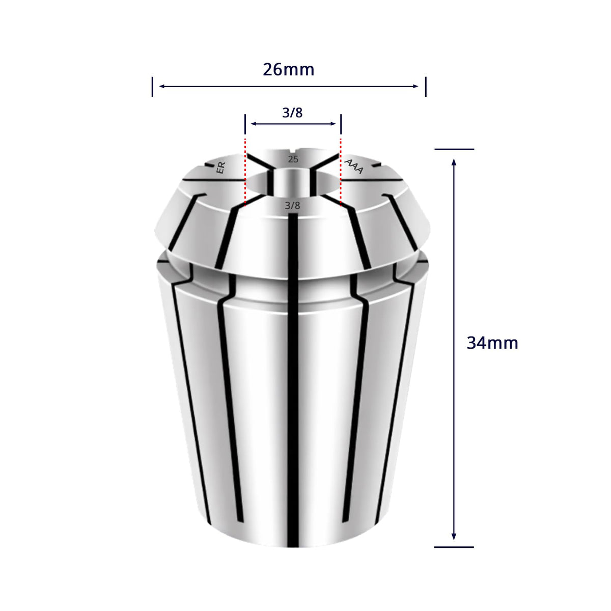 Tools ER25 3/8 Inch Size High Precision Spring Collets Set, Accuracy Within 0.008 mm,Within 5000RMP router collets For CNC Milling Engraving Chuck Lathe Tool Holder Workholding Engraving,1pcs