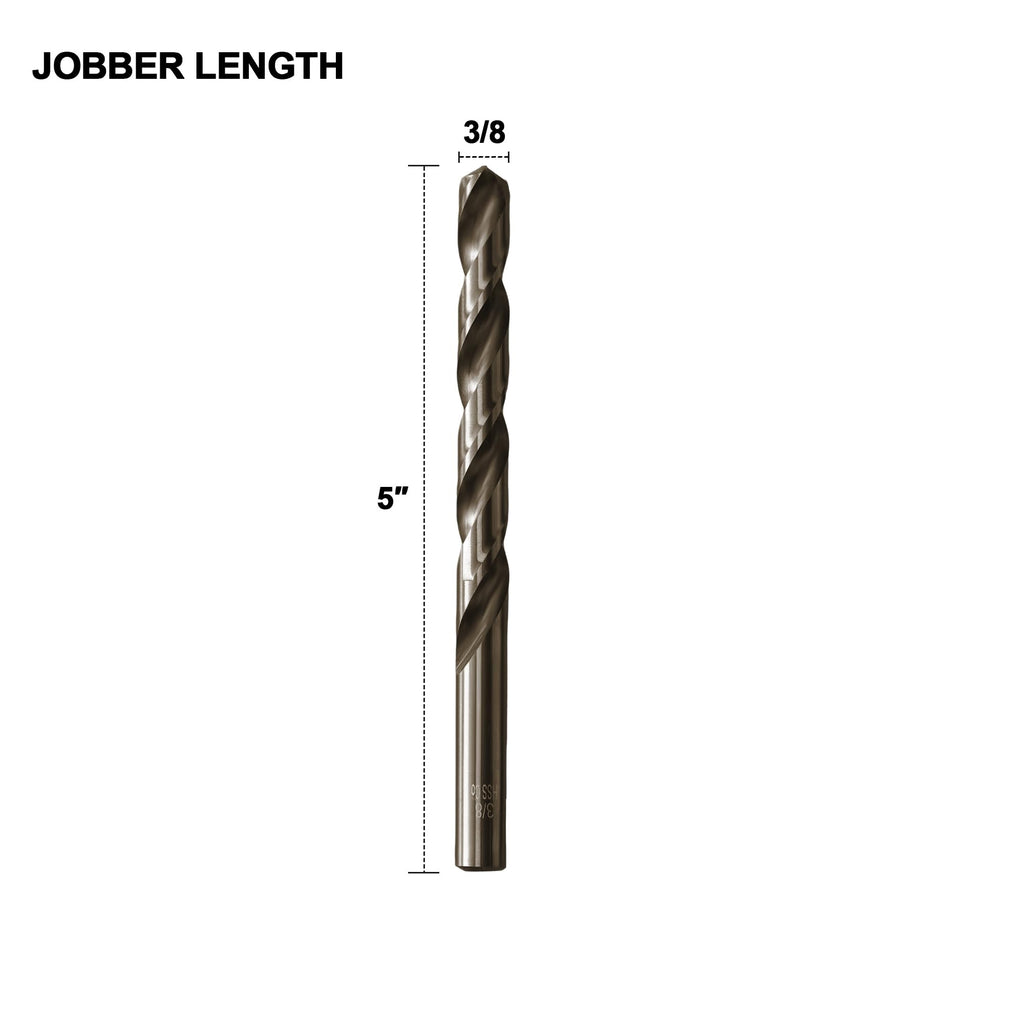 3/8 Cobalt Drill Bit for Metal and Hard Steel(5Pcs),M35 High Speed Steel Twist Jobber Metal Drill Bits,with Index Storage Case