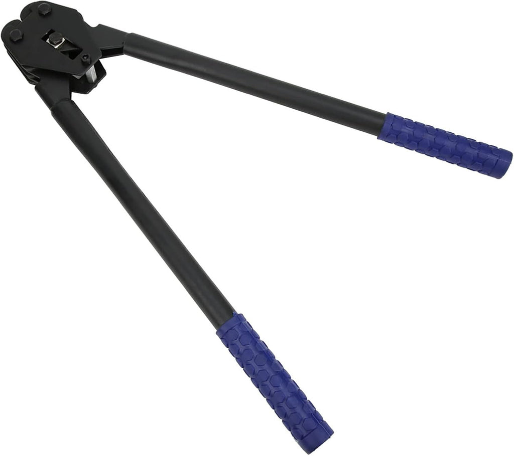 Duty 16 19mm PP PET Strap Crimper Pliers High Strength Steel Manual Banding Tool with Ergonomic Blue Handles for
