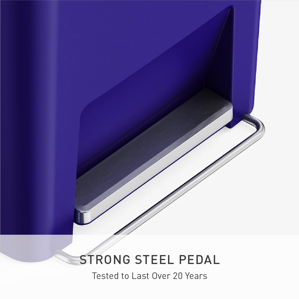 Hybrid Step Can, 45L / 12 Gallon Rectangular Kitchen Trash Can, Studio Edition, Liner Rim System, Liner Pocket