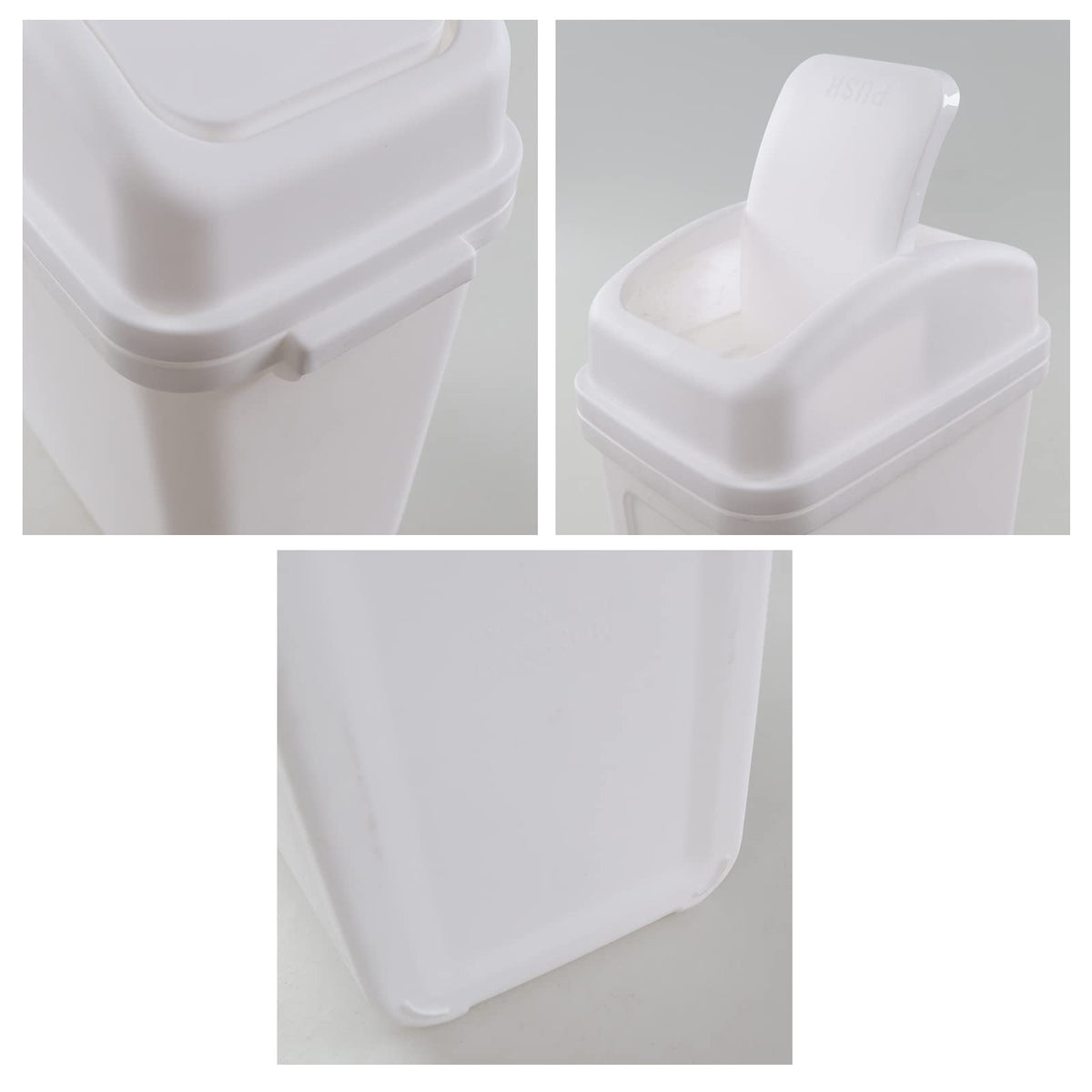 1.8 Gallon Plastic Swing Lidded Trash Can, Small Garbage Bin, White