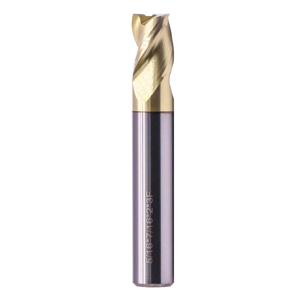5/16" 3 Flute Solid Carbide Stub Square End Mill for Aluminum - ZrN Coated