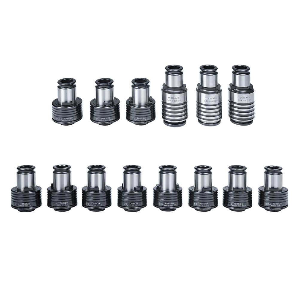 ZAC 14PCS TC820 ANSI Collets, M6, M6.3, M7, M8, M10 M12 M12.5 M14-M33 Inch Tap Holder Tap Chuck Suitable for M36 Electric Tapping Machine