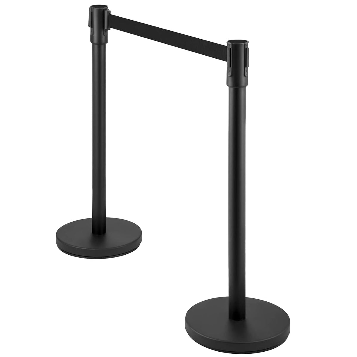 Crowd Control Stanchion Set Crowd Control Barriers with Retractable Belts 6.5Ft, 36 Inches Height, 2 Packs, Black