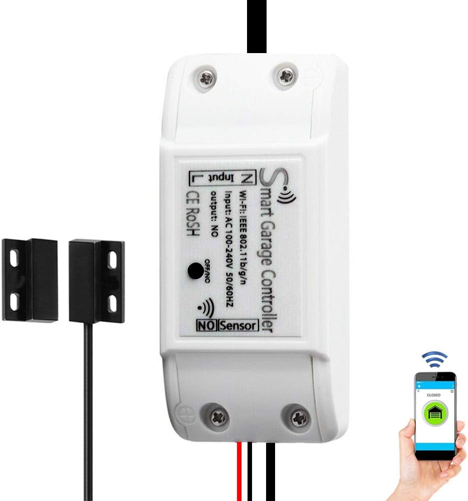 Smart WiFi Garage Door Opener Remote Controller, Smartphone App Control, Compatible with Alexa, Google Assistant and