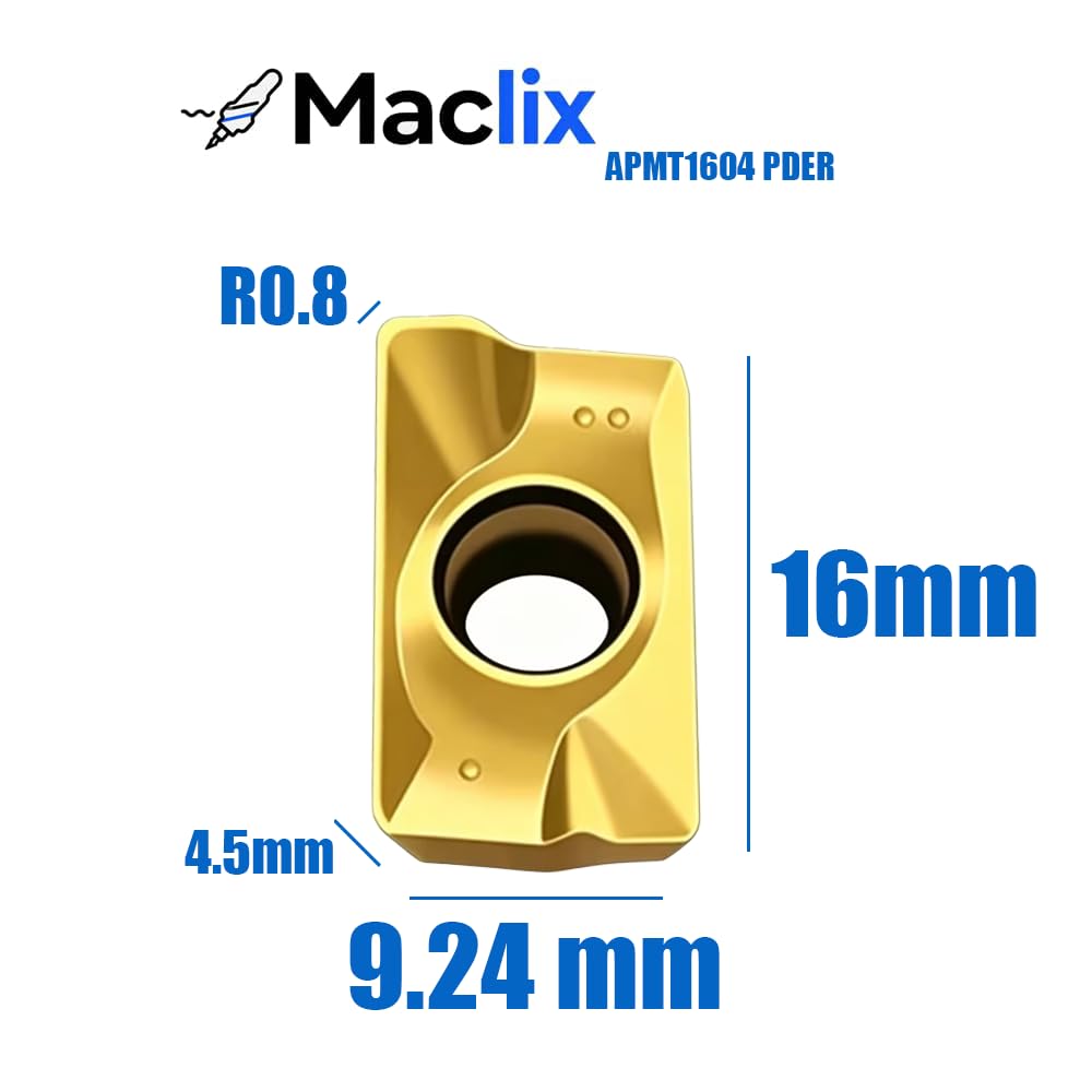 10pcs APMT1604 PDER DP5320 Carbide Turning Inserts, Featuring a Highly Wear-Resistant AlTiN Coating,APKT1604 Compatible with BAP400R Series End Mill Holders for Processing Steel Parts
