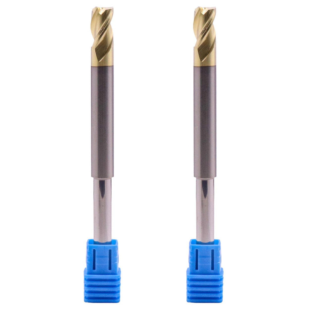 2Pcs 5/16" 3 Flute Solid Carbide Long Reach Square End Mill - ZrN Coated