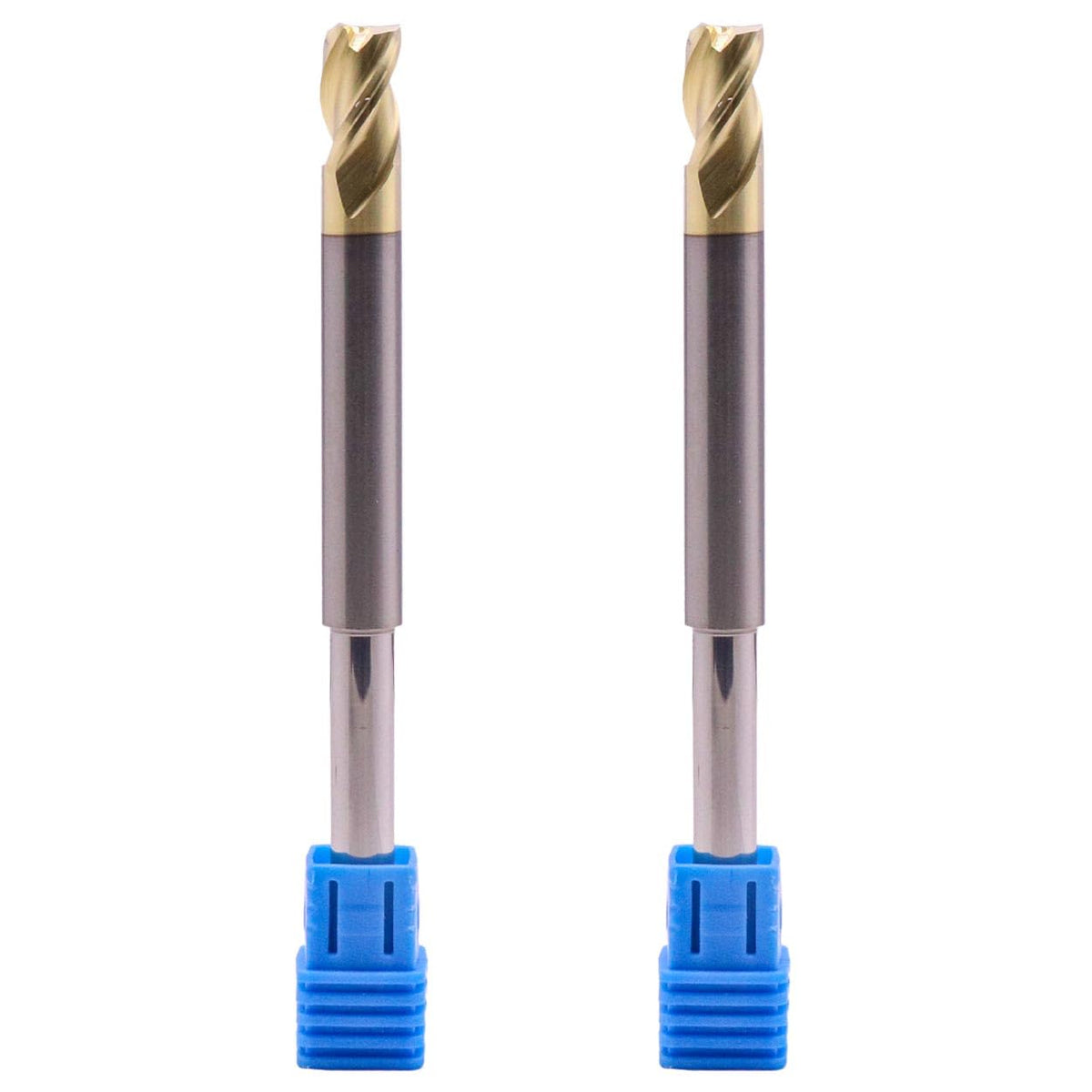 2Pcs 5/16" 3 Flute Solid Carbide Long Reach Square End Mill - ZrN Coated