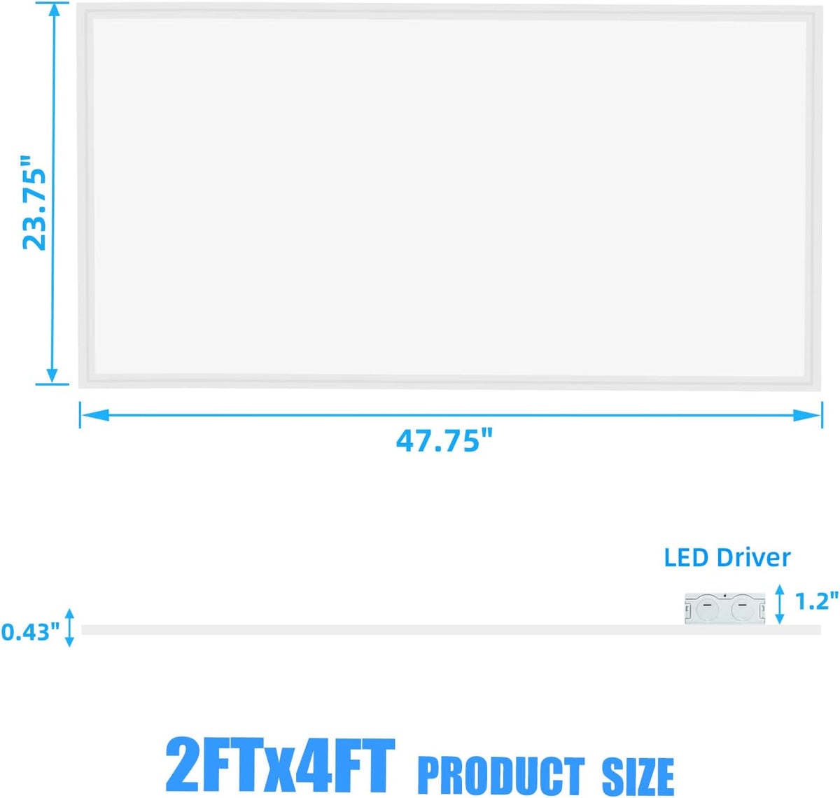 WYZM 2X4 LED Troffer Panel Light,4 Pack,7800 Lumens,0-10V Dimmable,5000K White Color,Drop Ceiling LED Troffer Fixture