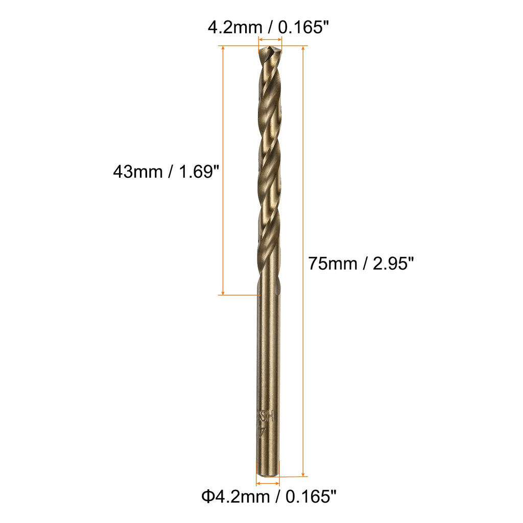 HARFINGTON 10pcs Cobalt Jobber Drill Bits 4.2mm / 0.165" M35 High Speed Steel HSS Twist Drilling Bit Tool for Stainless Steel Copper Wood Plastic and Other Hard Materials