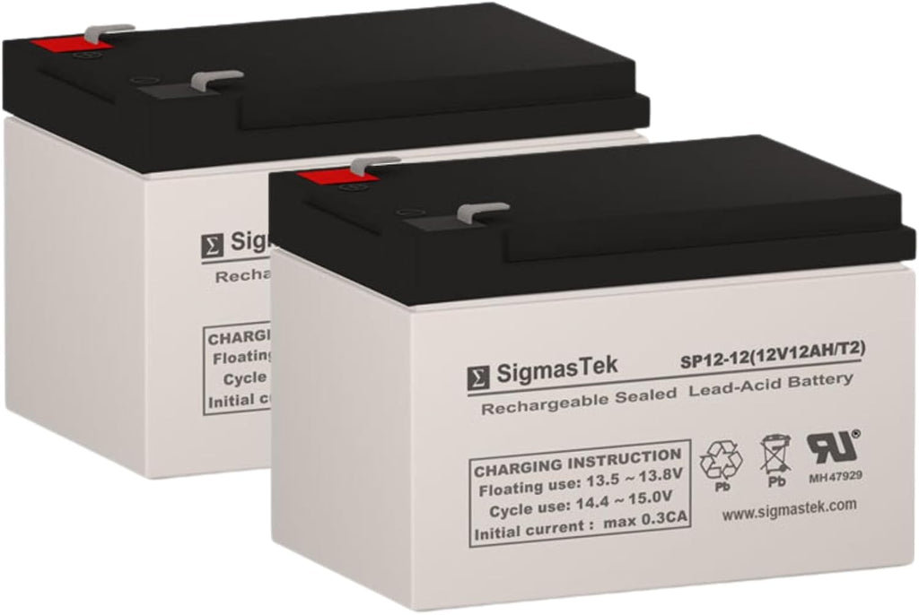 SigmasTek Pride Go-Go Scooter 12 Volt 12 AmpH Replacement Battery Pack Set of 2