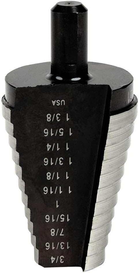 Irwin Tools IRWIN Unibit #21 13/16-Inch to 1-3/8-Inch Step-Drill Bit, 1/2-Inch Shank (10221), Black