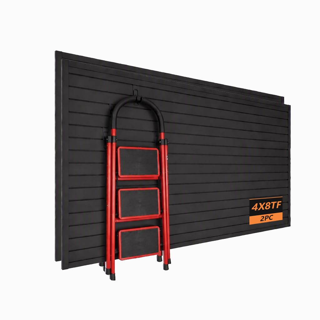 PVC Slatwall Panels, Garage Slat Wall Storage, 4x8 ft Black 2-Pack